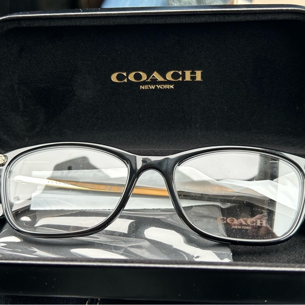 Coach Black Frames with Gold Temple Accents - Picture 2 of 2